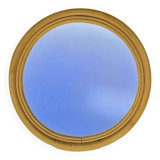 Vintage round bamboo rattan mirror 70s bohemian wall-mounted