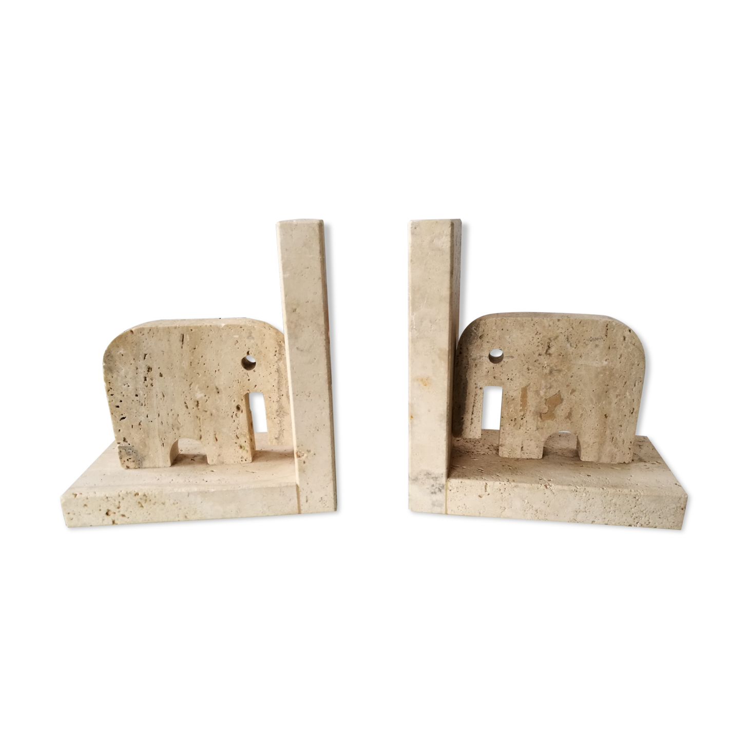 Pair of bookends in travertine Fratelli Mannelli