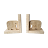 Pair of bookends in travertine Fratelli Mannelli