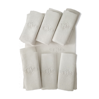 Set of 10 monogram embroidered towels CM and tablecloth