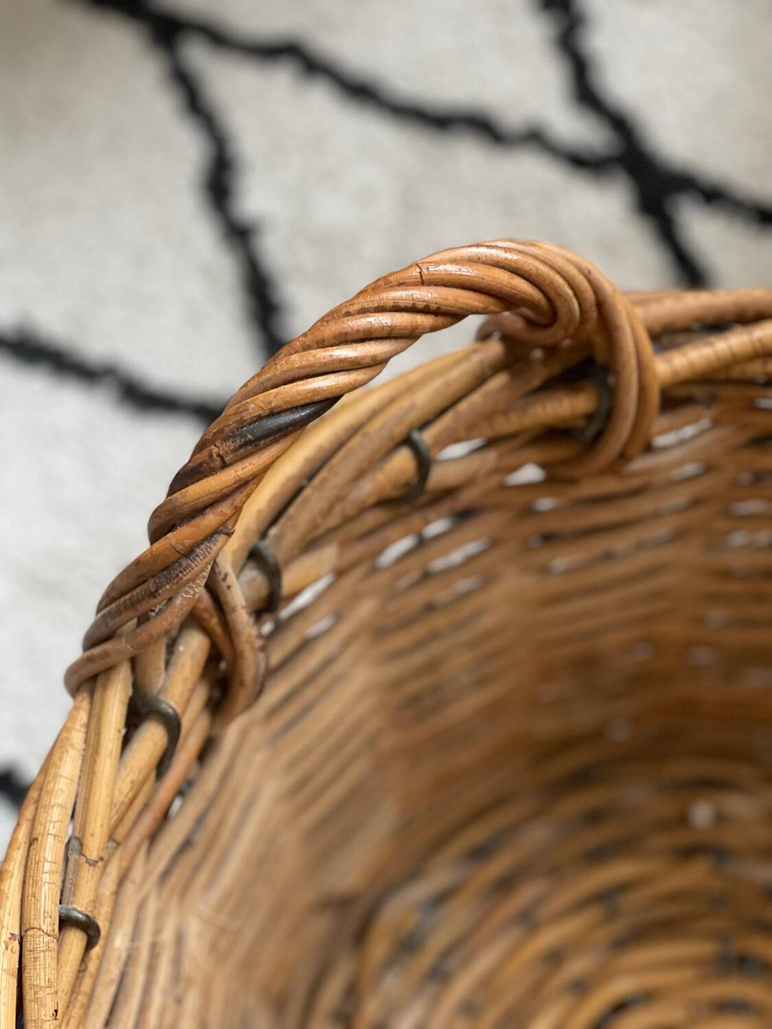 Old rattan and metal basket