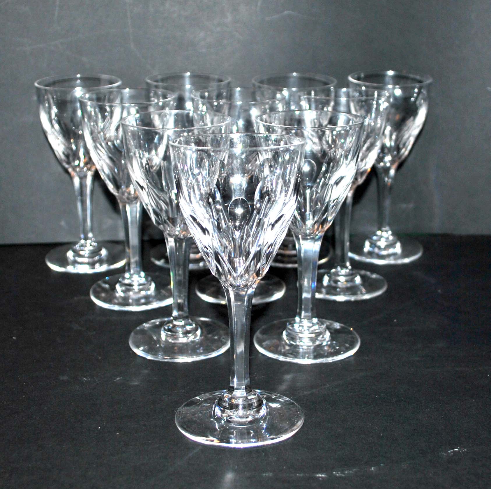 Saint-louis set of 10 white wine glasses in cut crystal vic 1930 13cm