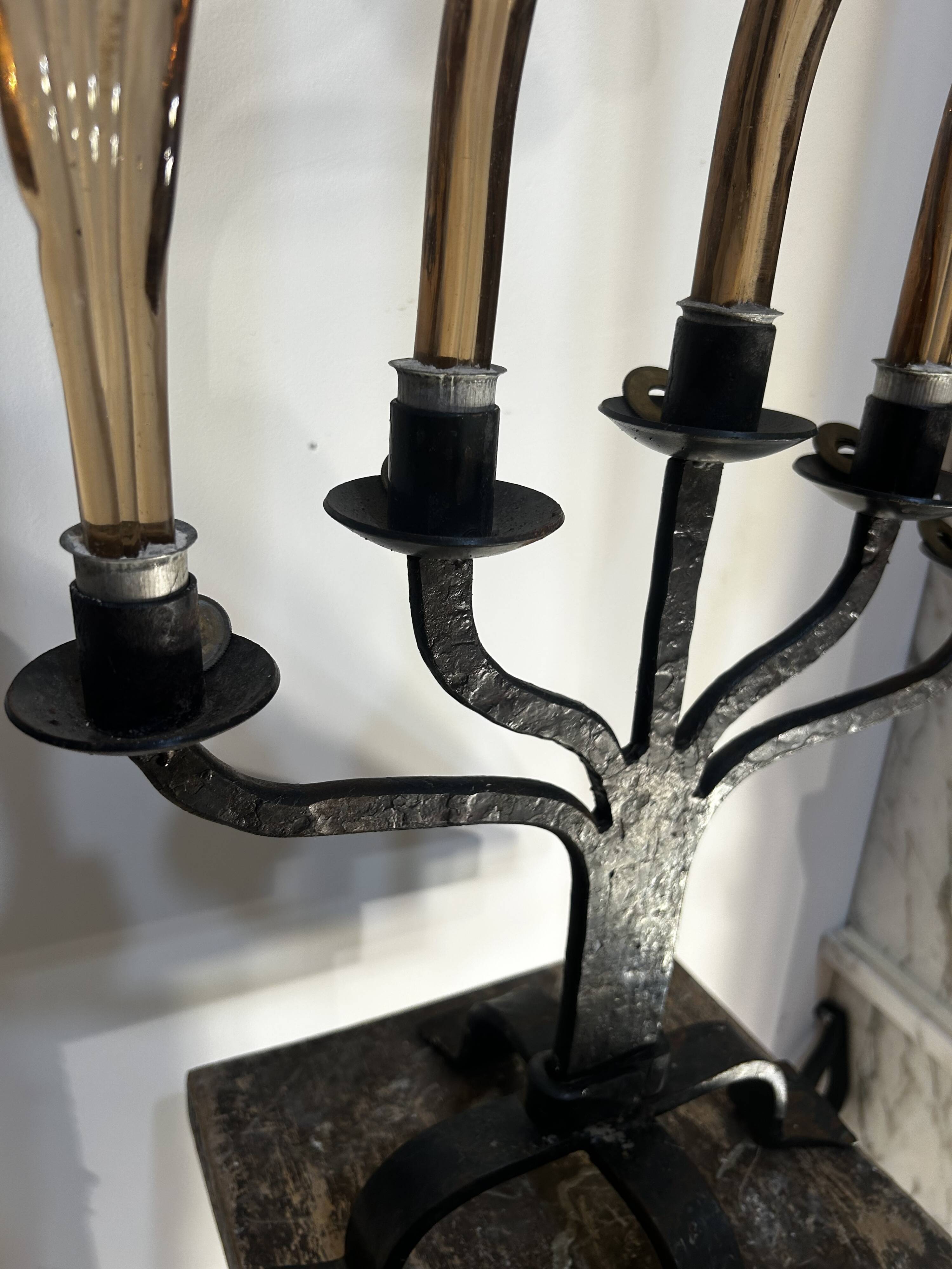 Metal candlestick, Murano glass ornament