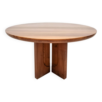 Solid elm dining table by Luigi Gorgoni