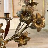 Large brass chandelier with 5 branches and fleur-de-lis design