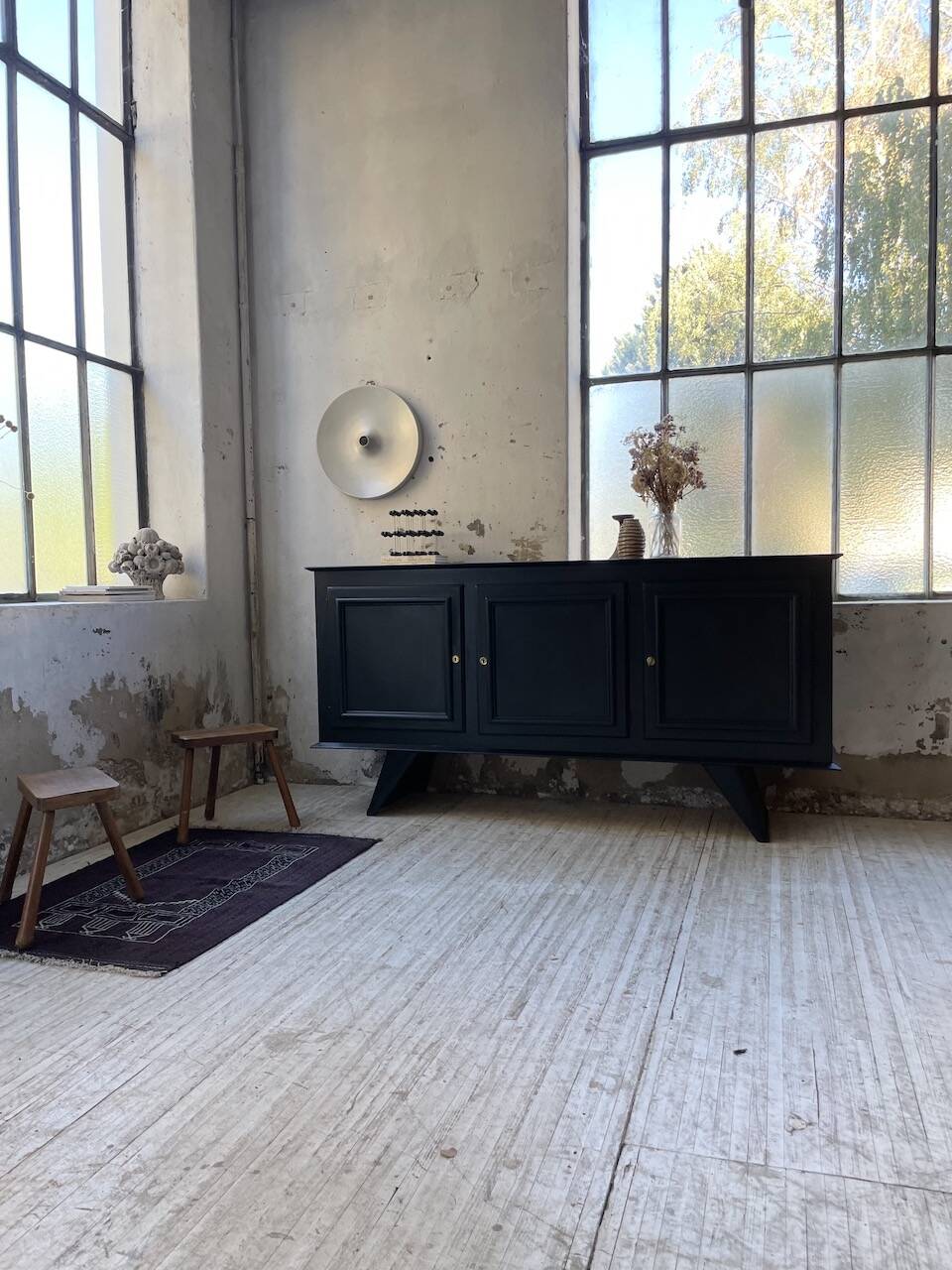 60s brutalist black sideboard