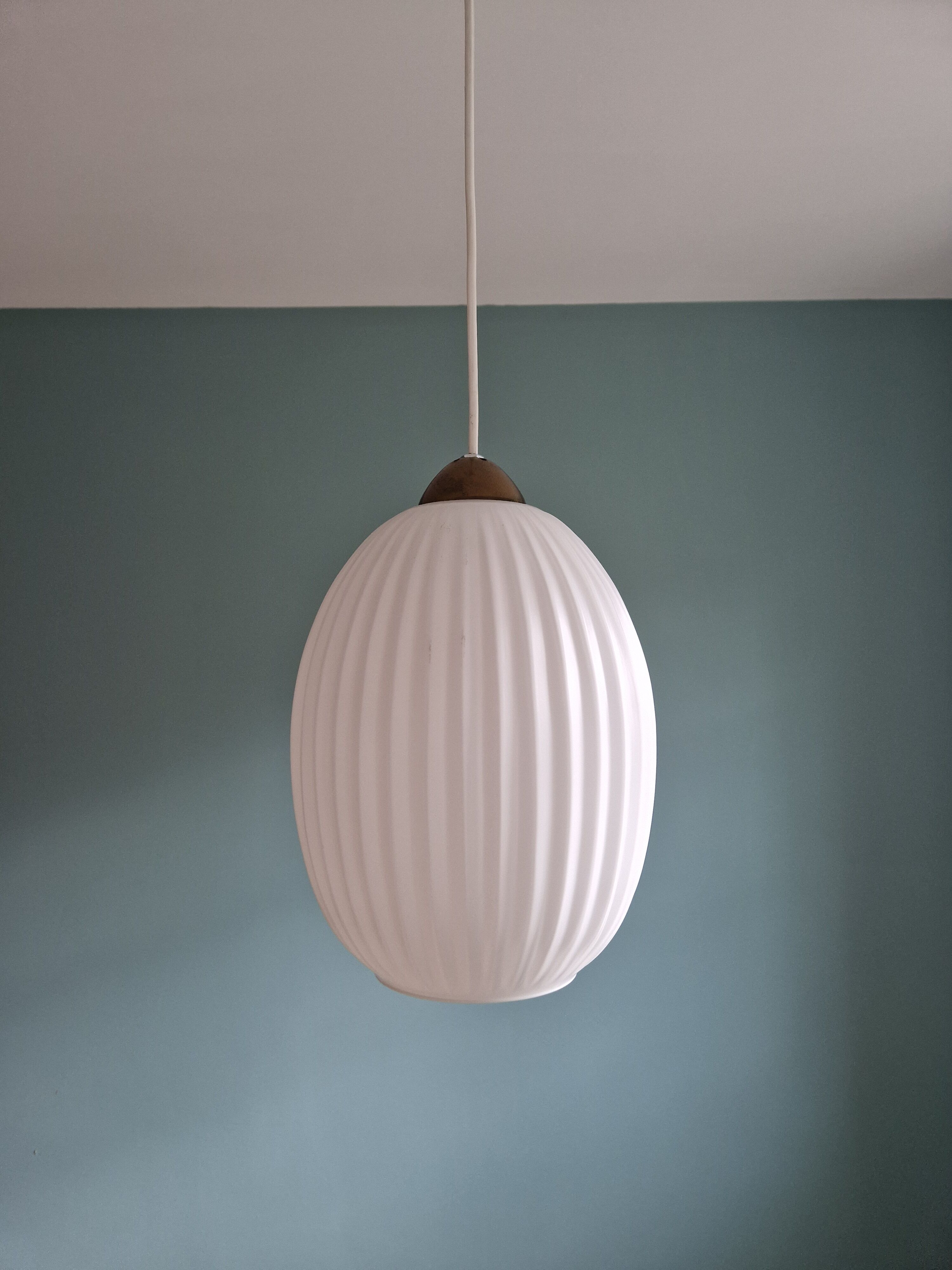 Scandinavian suspension lamp in white opaline 1960s