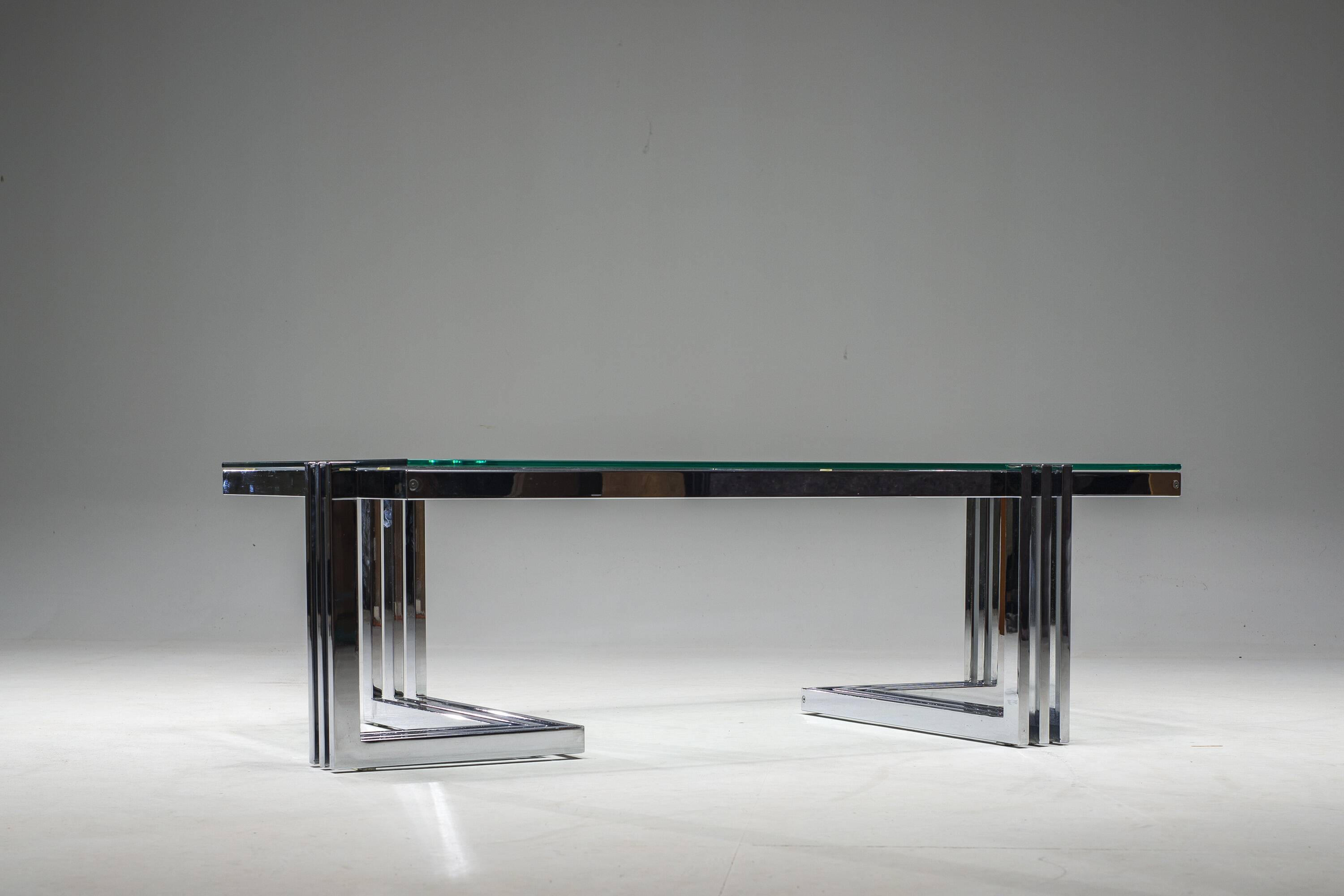 Vintage Coffee Table in Chrome and Glass, 1960s