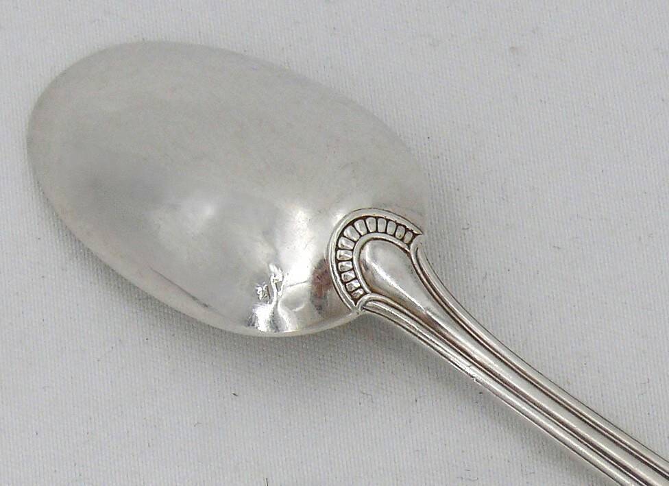 Ravinet d'Enfert 6 silver-plated moka spoons Minerva, Art Deco fluting