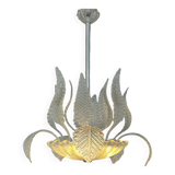 1950's Barovier & Toso Murano Glass and Brass Chandelier