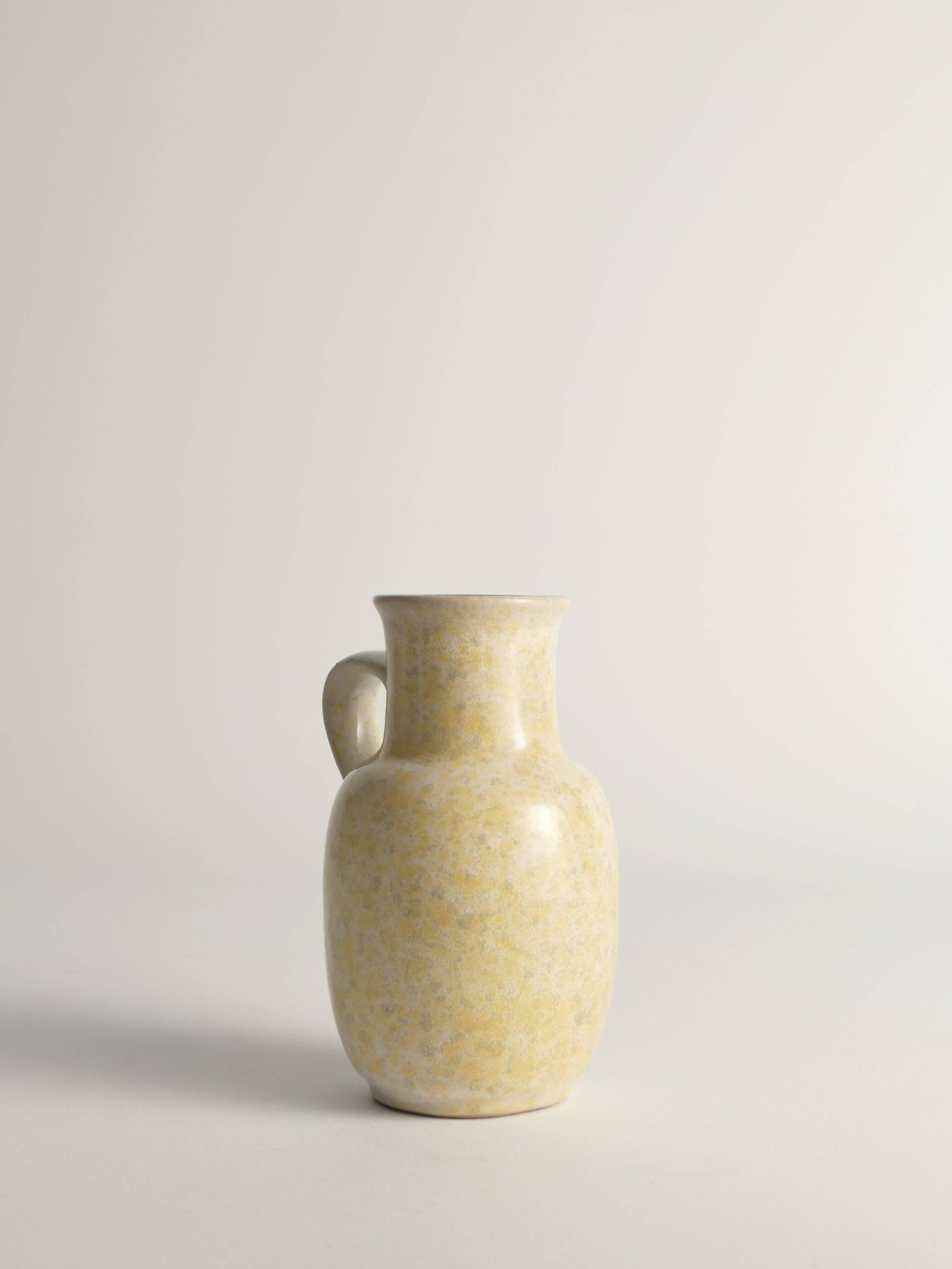 Mid-Century Modern Grey & Yellow Stoneware Vase with Handle by Strehla, Germany