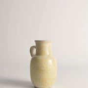 Mid-Century Modern Grey & Yellow Stoneware Vase with Handle by Strehla, Germany