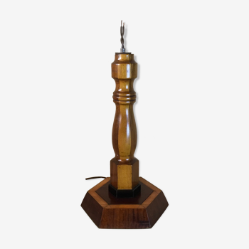 Wooden lamp foot in marquetry