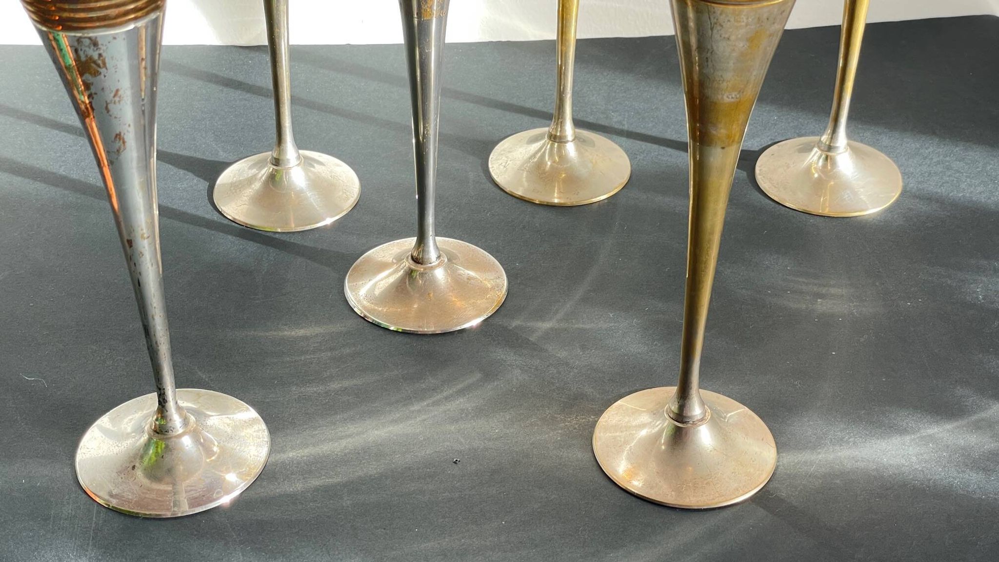 6 Flutes Champagne Laiton Argenté Vintage