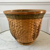 Cache-pot en rotin années 70