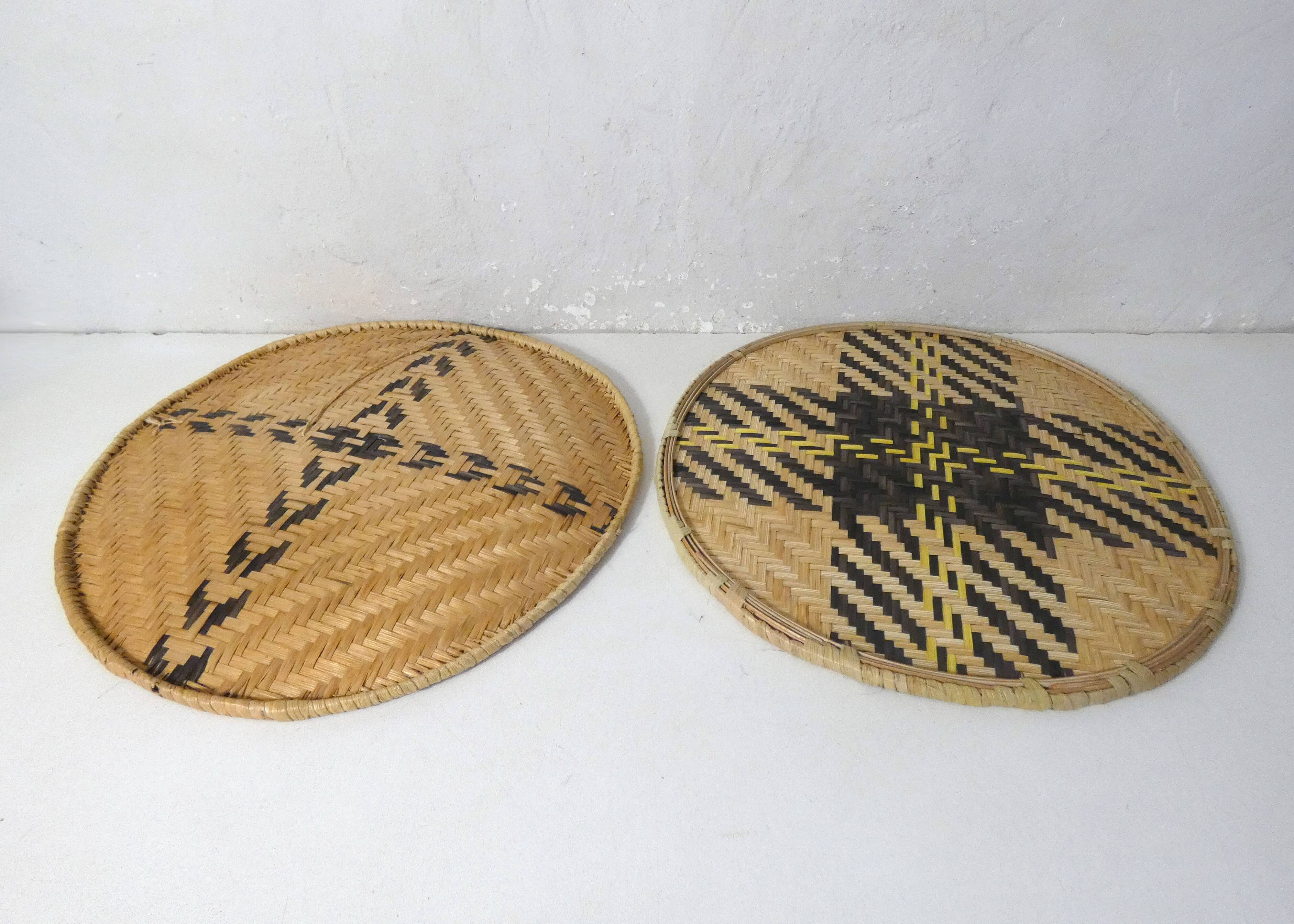Ethnic rattan and bamboo winnowing trays
