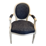 Médaillon Bleu Chiné Blanc  Epoque XIXe Restauré Traditionnellement