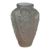 Vaas art déco en persglas givré avec décor floral, Frankrijk