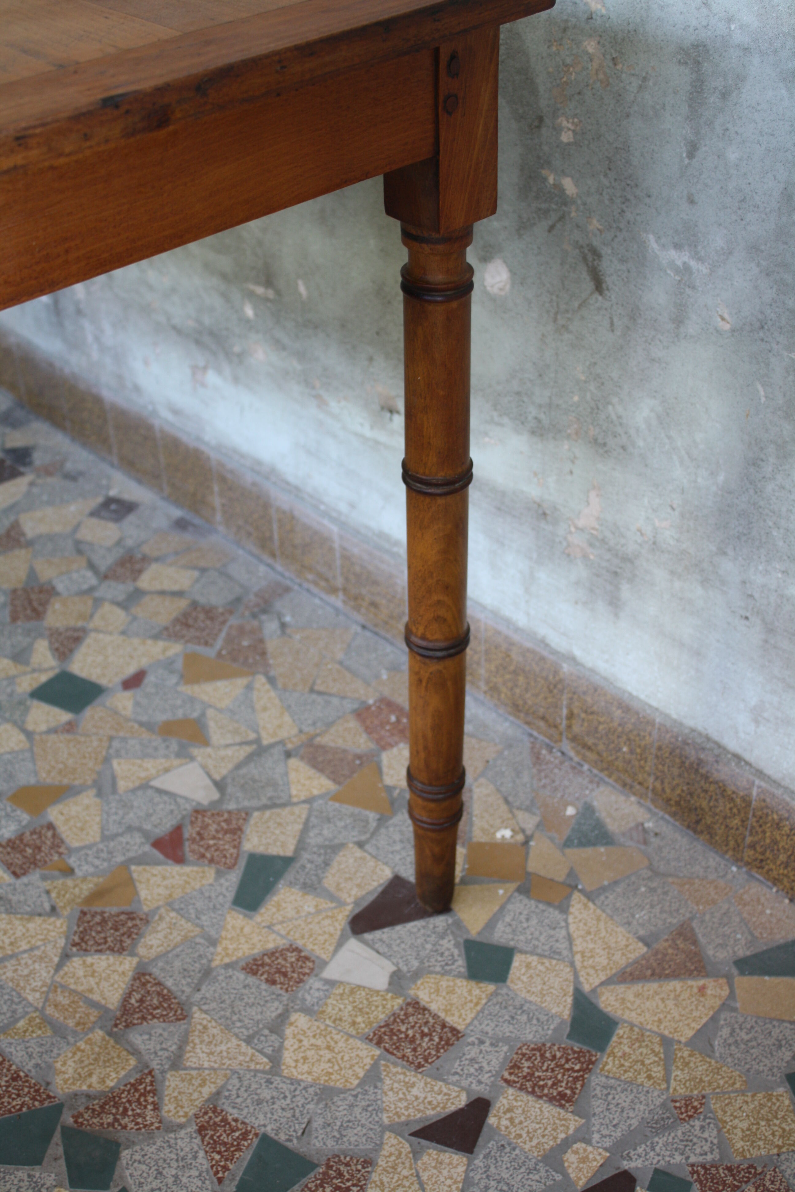 Pitch pine desk false bamboo Napoleon III