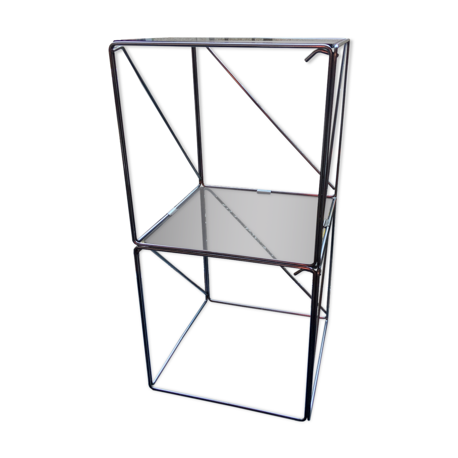 Chromium metal and glass side table 1970s