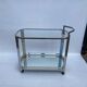 Romeo Rega Chrome Bar Cart Drinks Trolley Table Glass Hollywood Regency