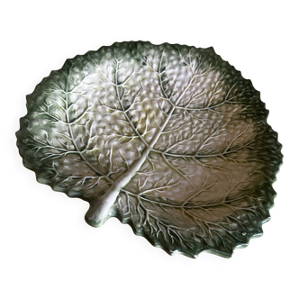 Vide Poche / Corbeille /Plat Céramique Barbotine Feuille de Choux signée GV