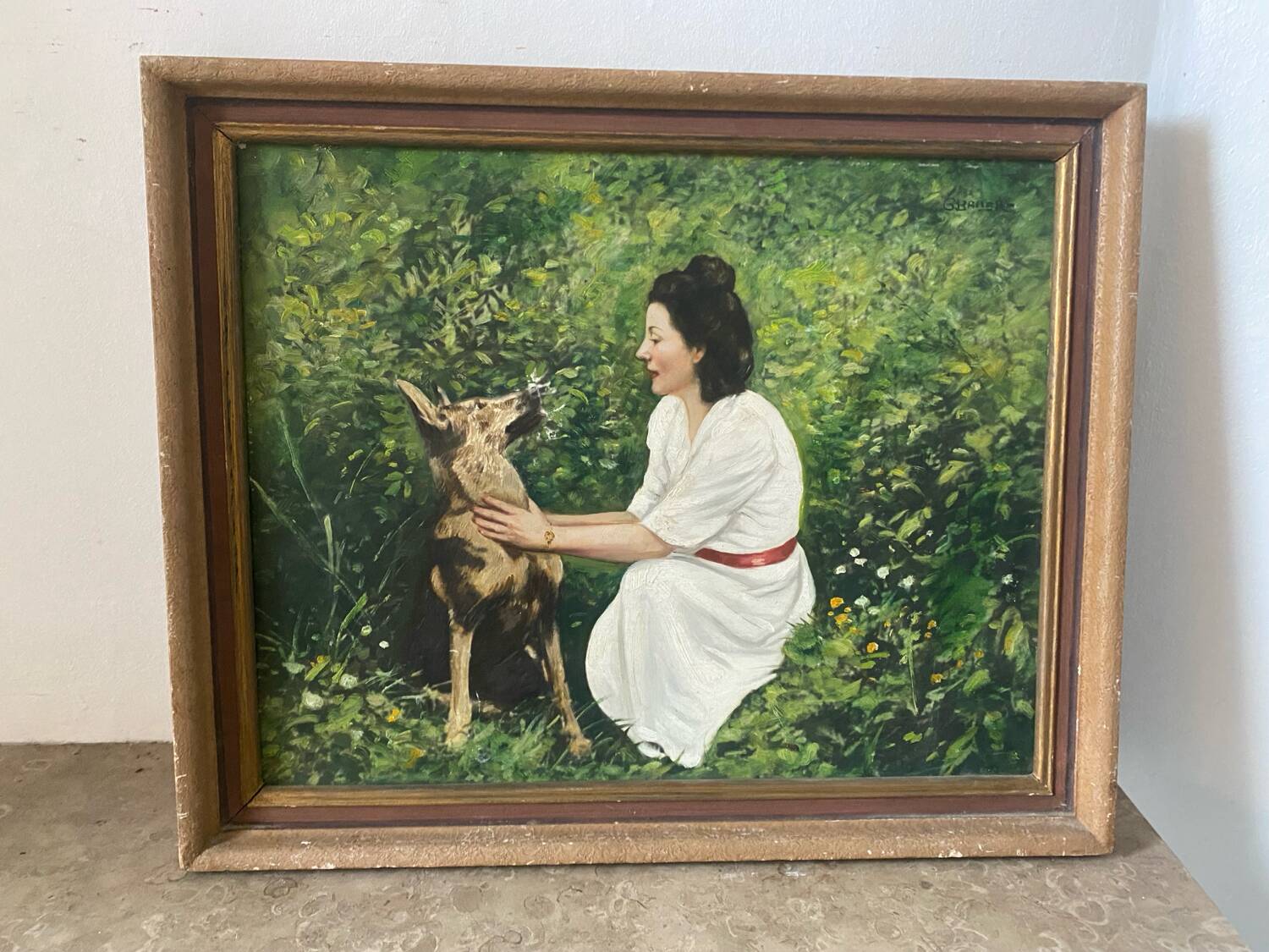 Portrait of a woman and her dog