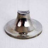 Candle holder in silver metal and lucite