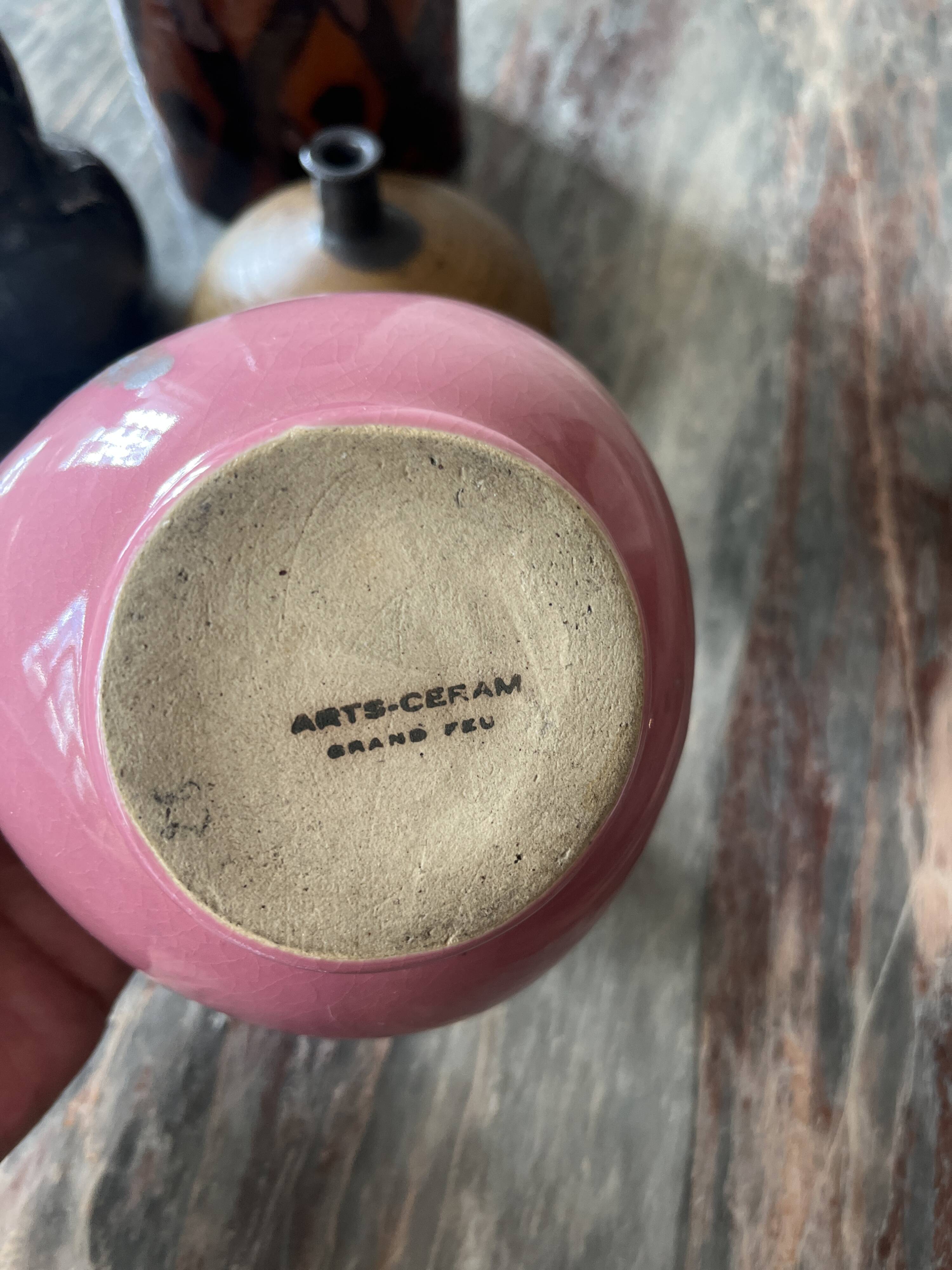 Arts cerams Grand feu enameled ceramic bowl, Saint Armand 1960