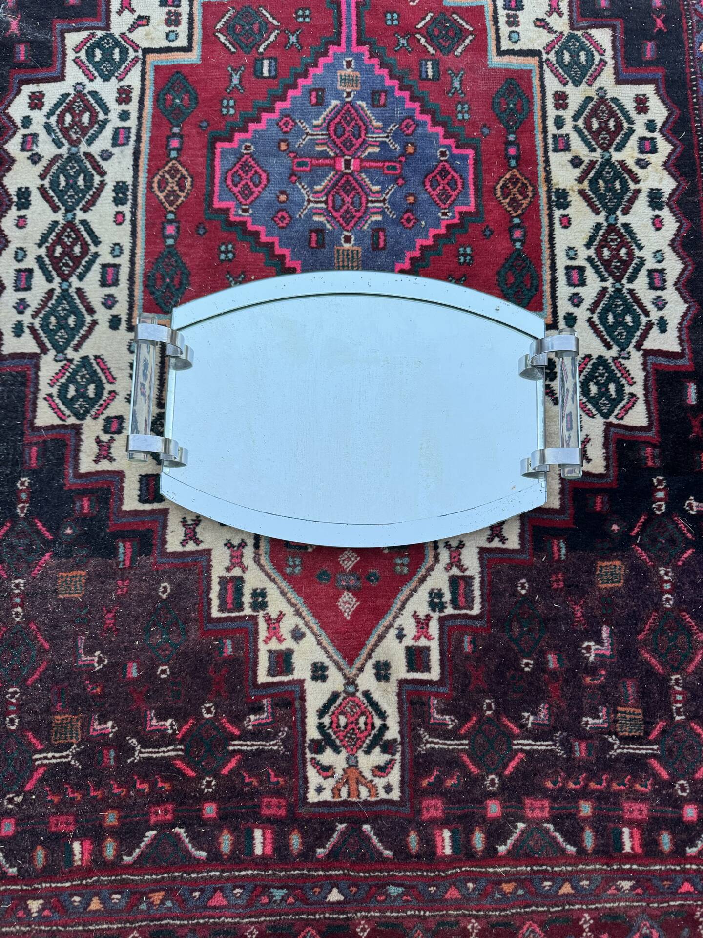 Art Deco plateau mirror and glass