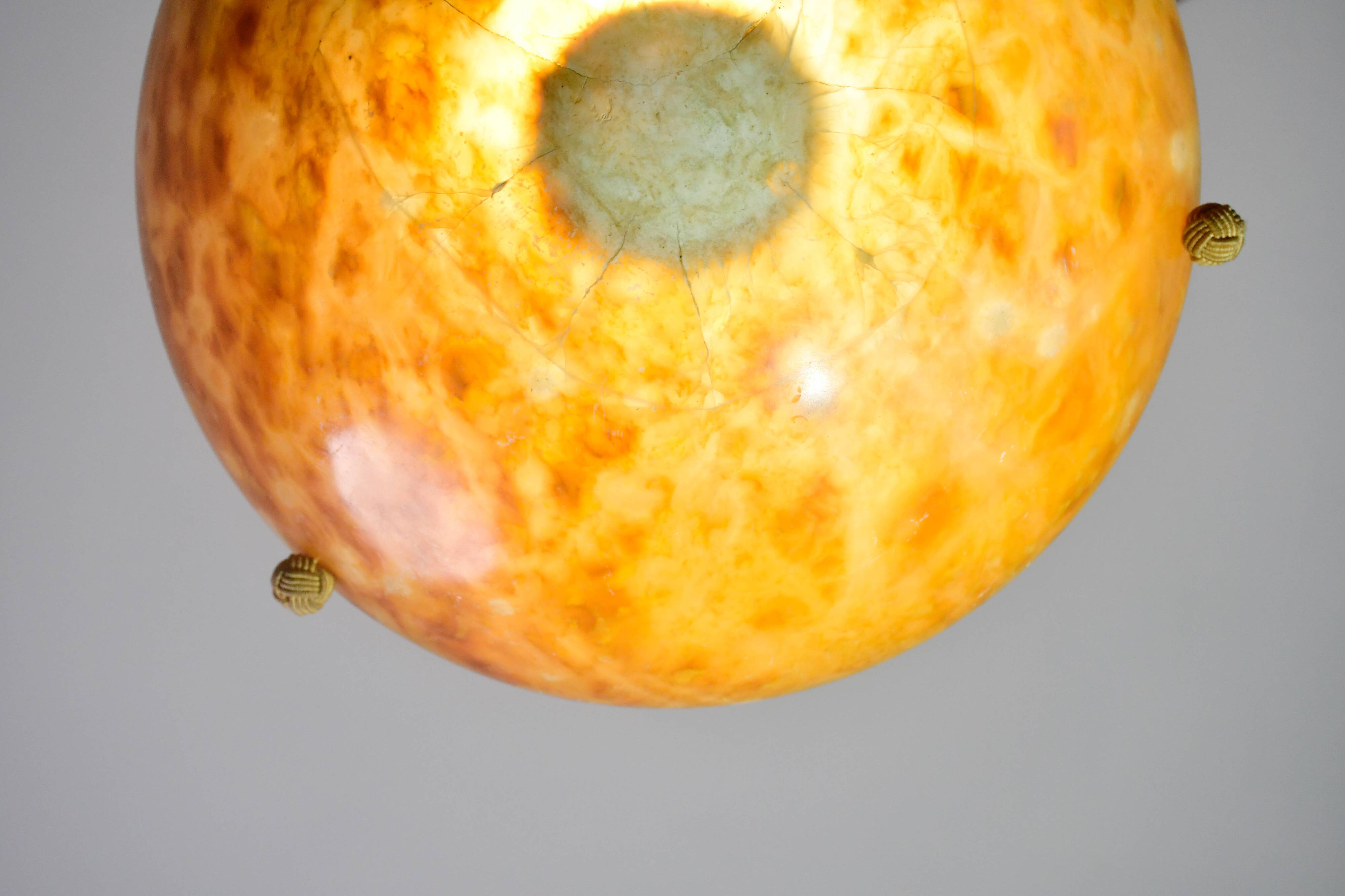 Art Deco great design brown alabaster chandelier, 1940s