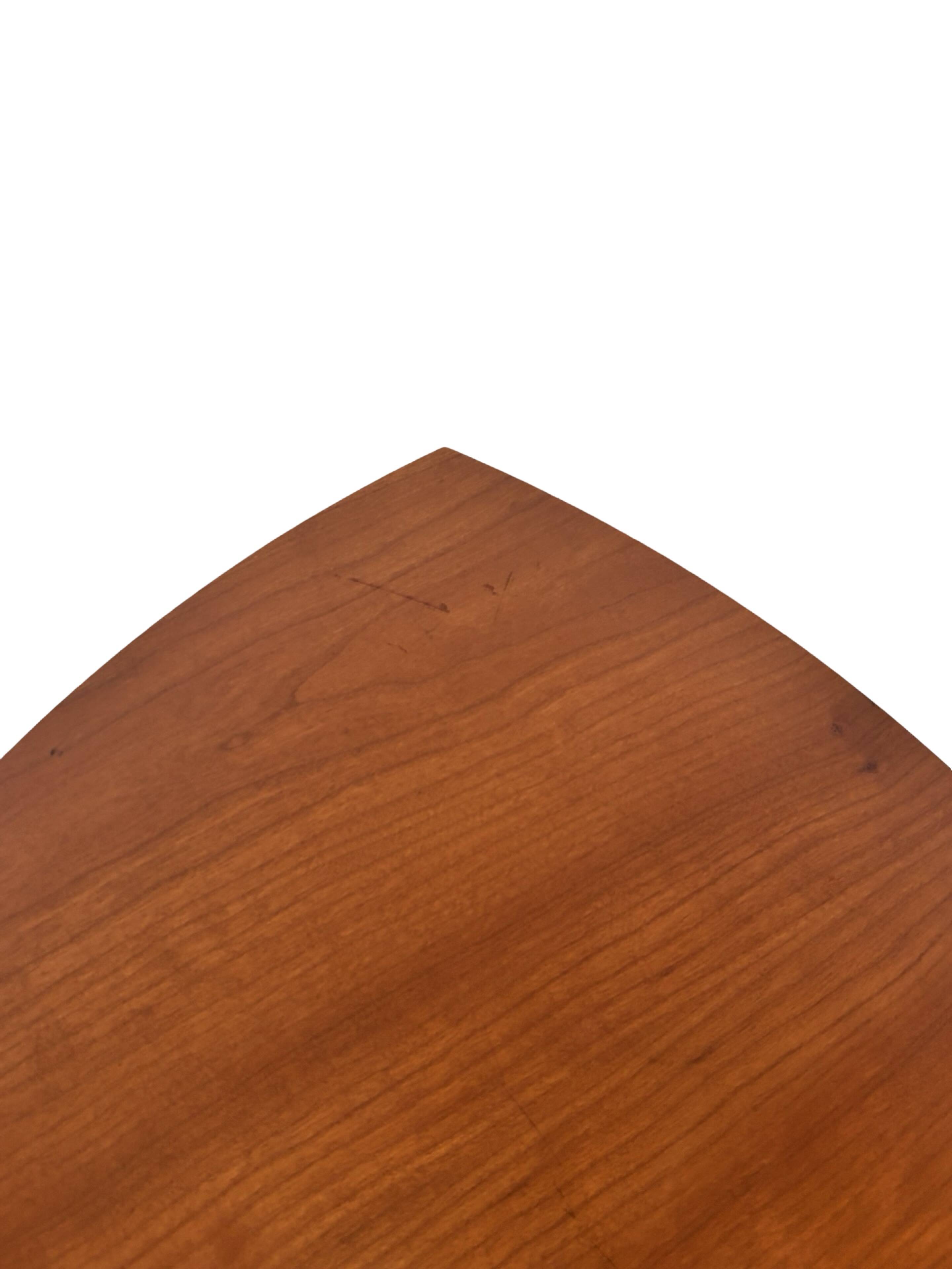 Vintage set of 3 wooden and metal side tables from the 1980s