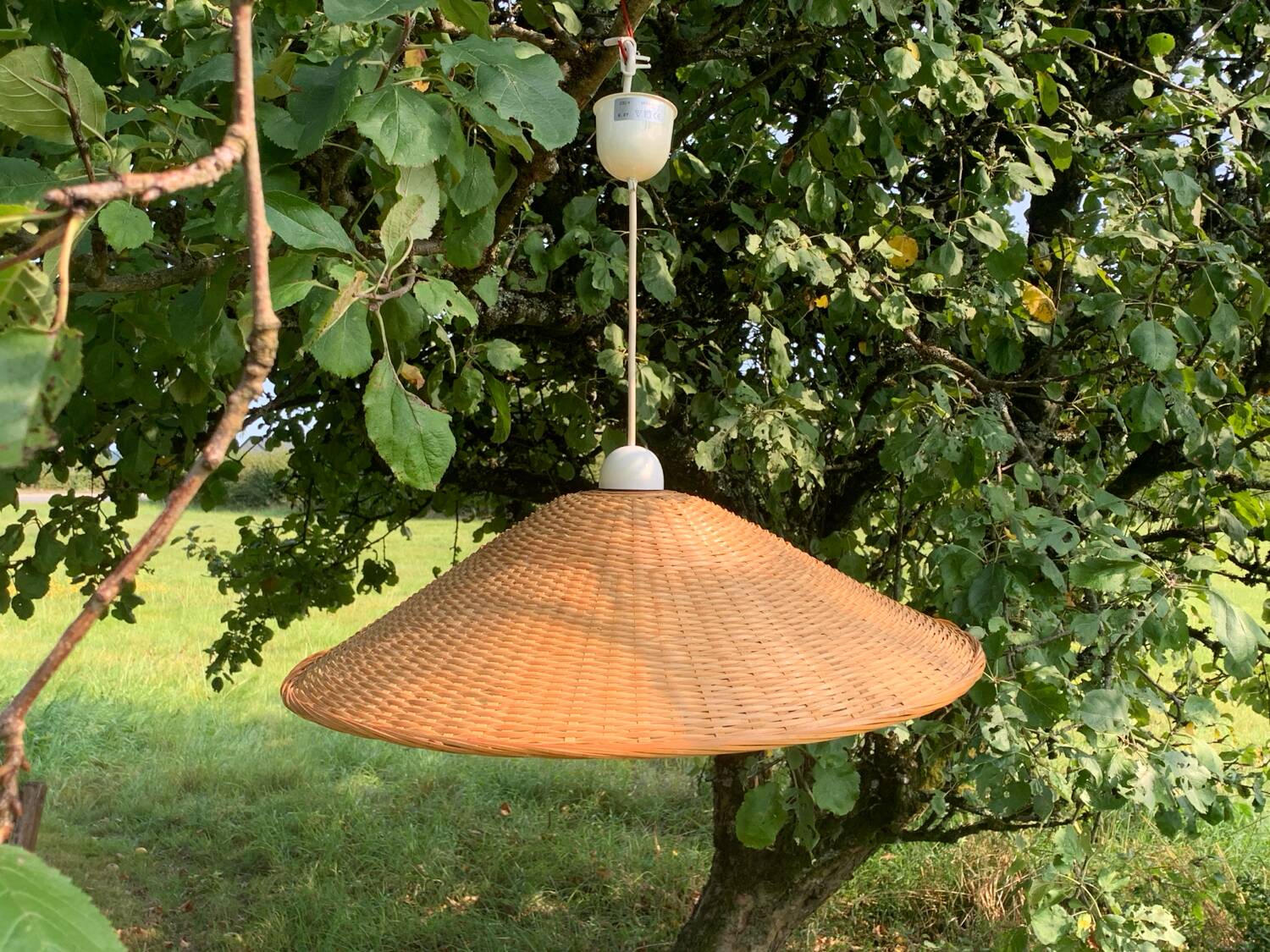 XXL vintage woven wicker pendant light