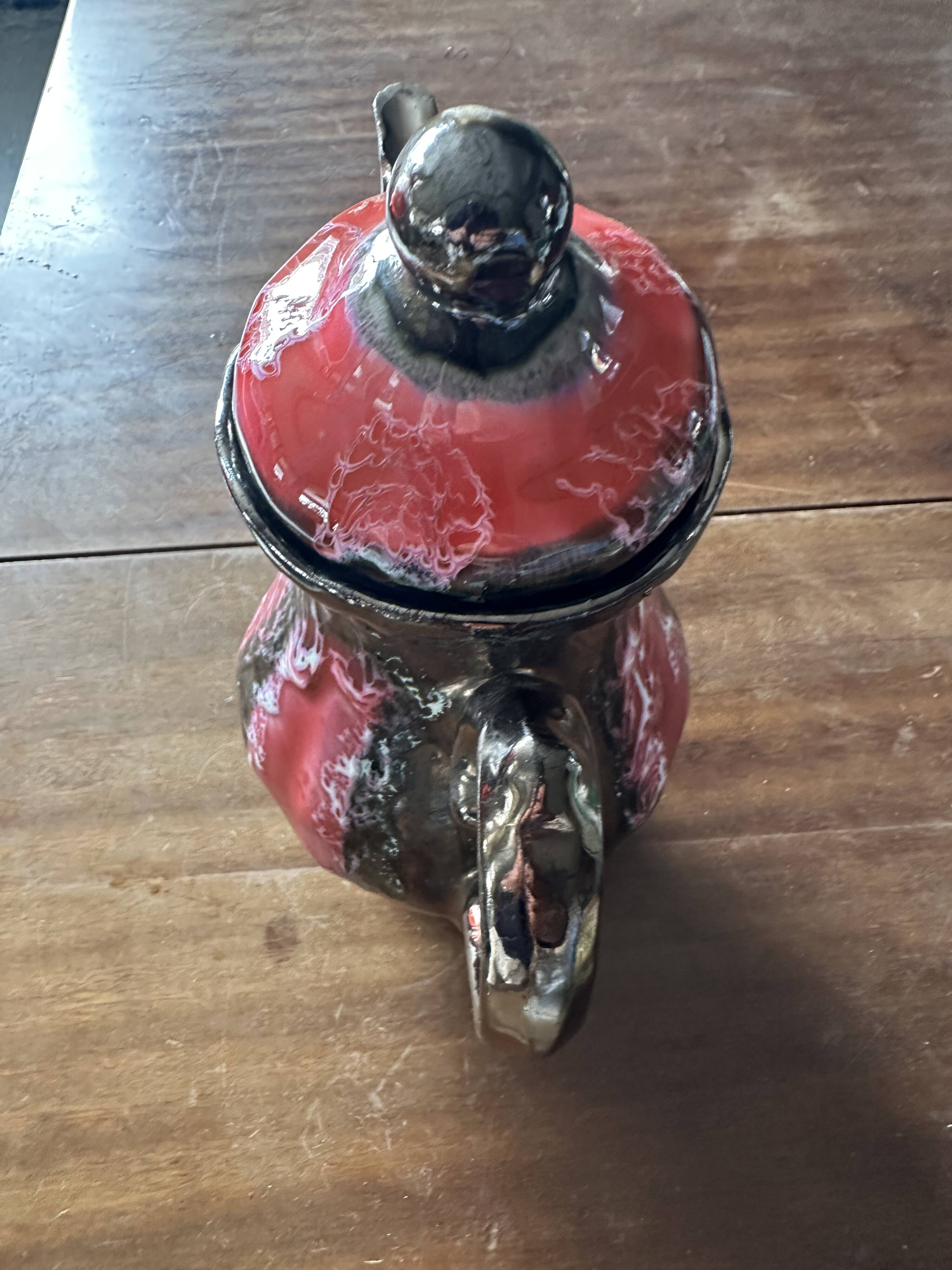 Vallauris Chrome Enameled Ceramic Teapot or Coffee Pot