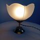 Art deco desk lamp white frosted corolla glass, gold base