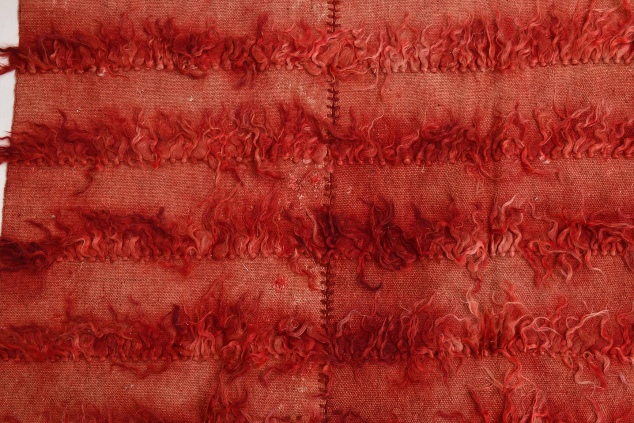Tapis vintage tissé turc rouge doux 4x7, 128x216 cm