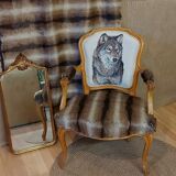 Armchair Louis XV head of wolf