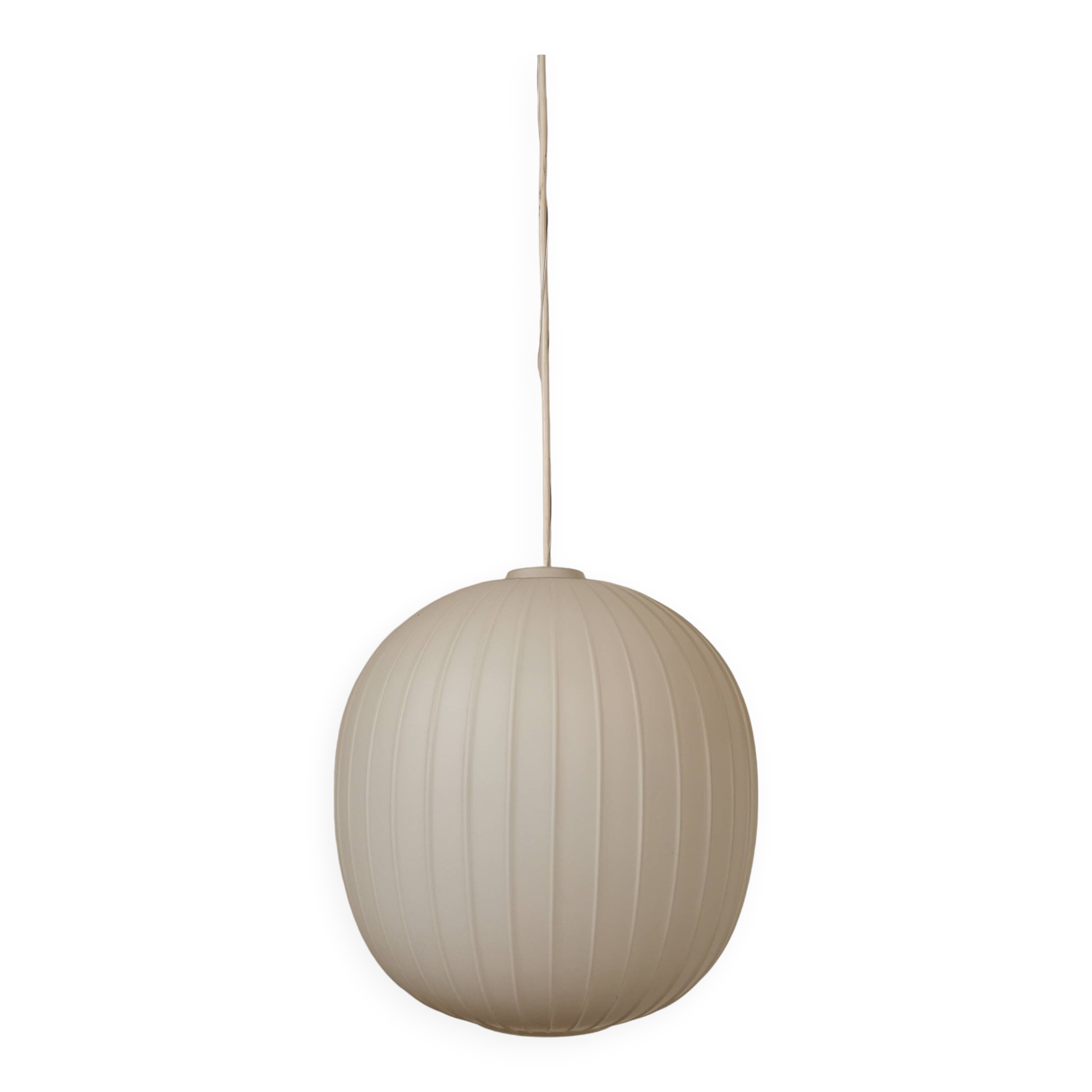 White opaline ball pendant light from the 50s
