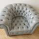Sofa + 2 grey leather Chesterfield armchairs