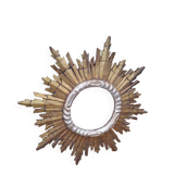 Vintage antique golden wooden sun mirror