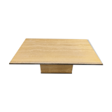 Vintage travertine and brass coffee table by Fedam, 1970s