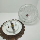 Plafonnier verre pointe de diamant et laiton 70's