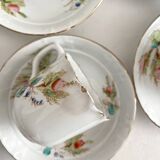 12 ironstone coffee cups with polychrome floral decoration, KG Lunéville