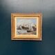 Oil on Canvas “Ships” by Josef Lang, Signed, Vintage & Framed 40×34cm