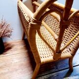 Antique rattan magazine rack