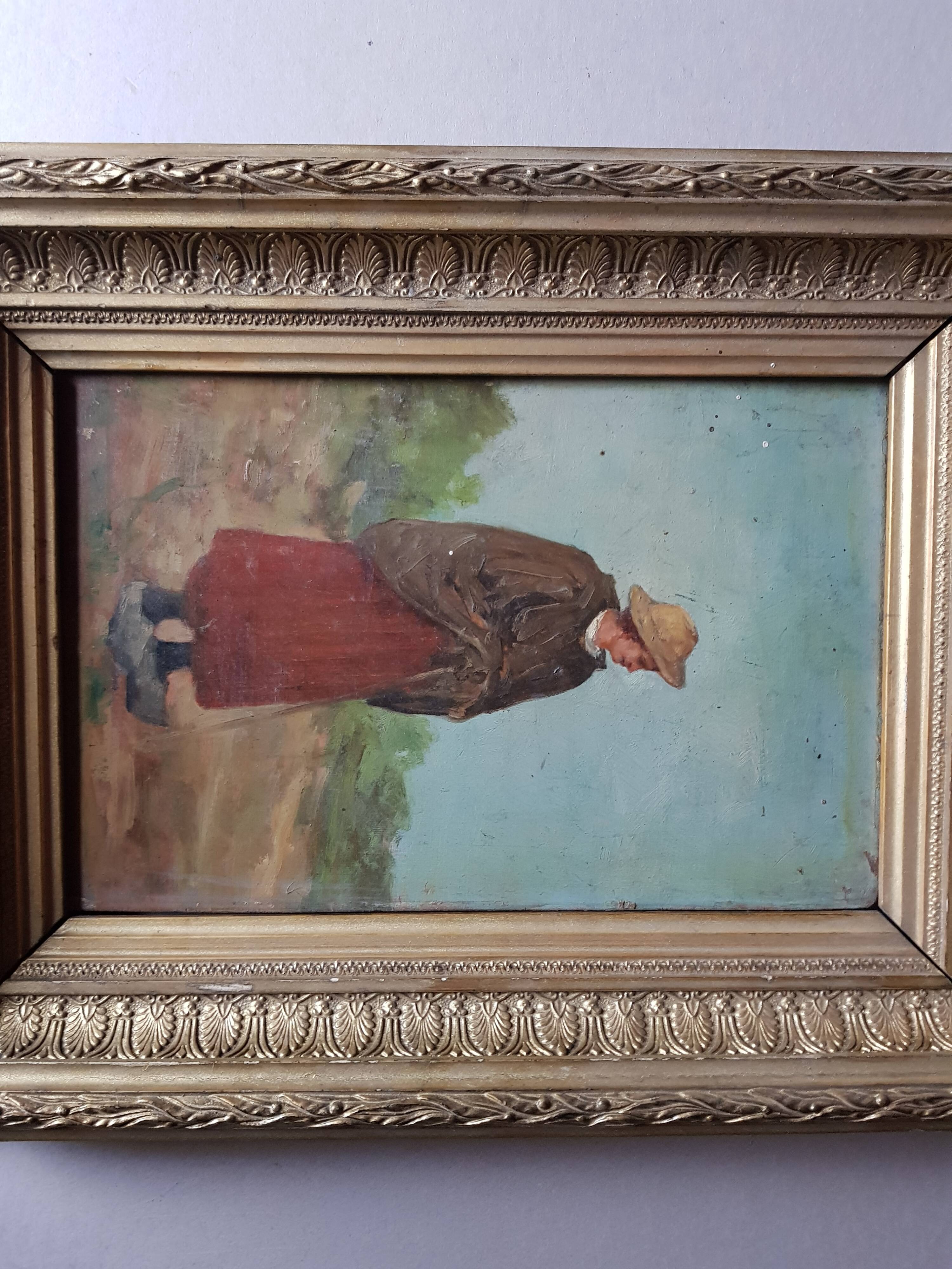 Ancient oil-on-wood painting 19th Century