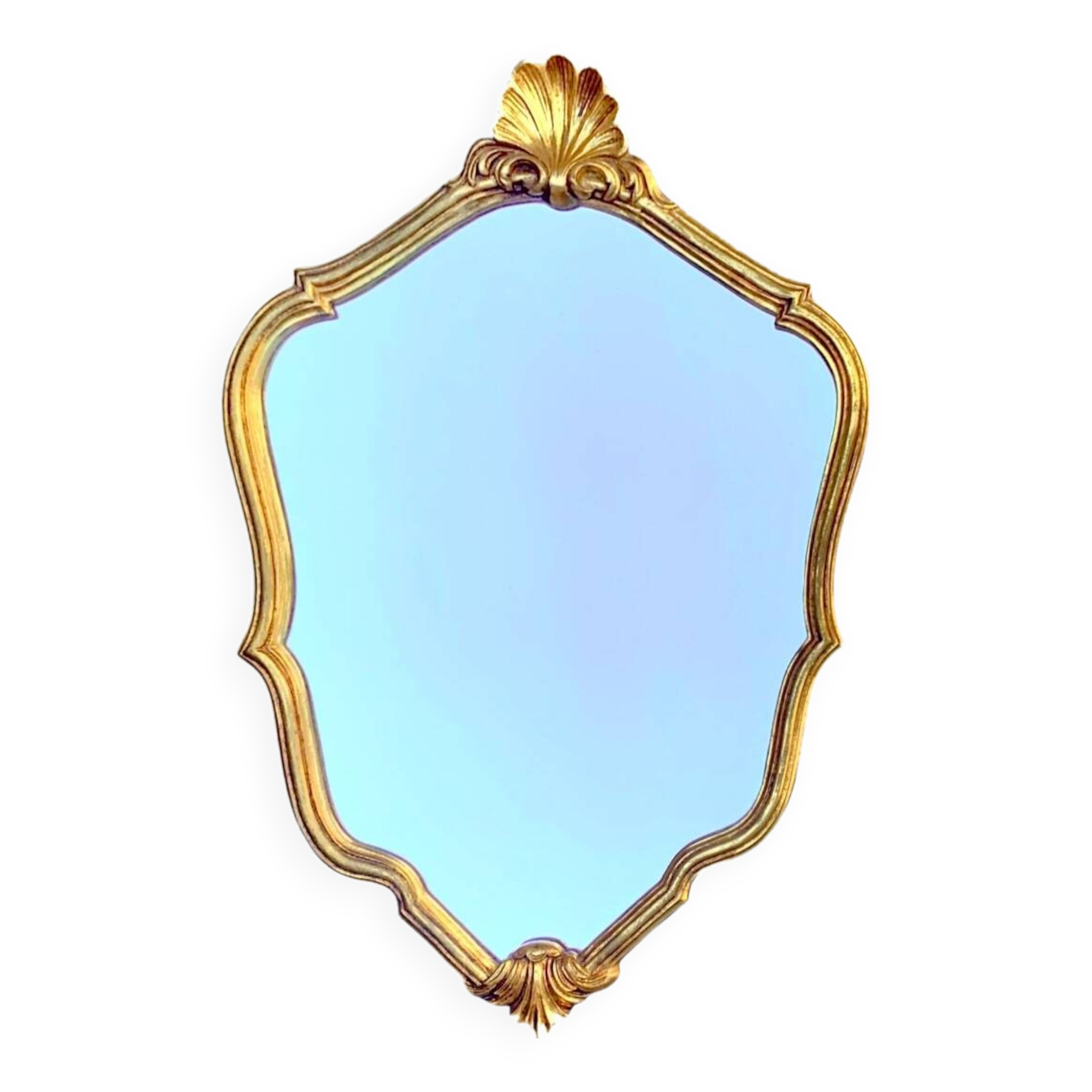 Antique wall mirror in golden resin - 43 x 66 cm