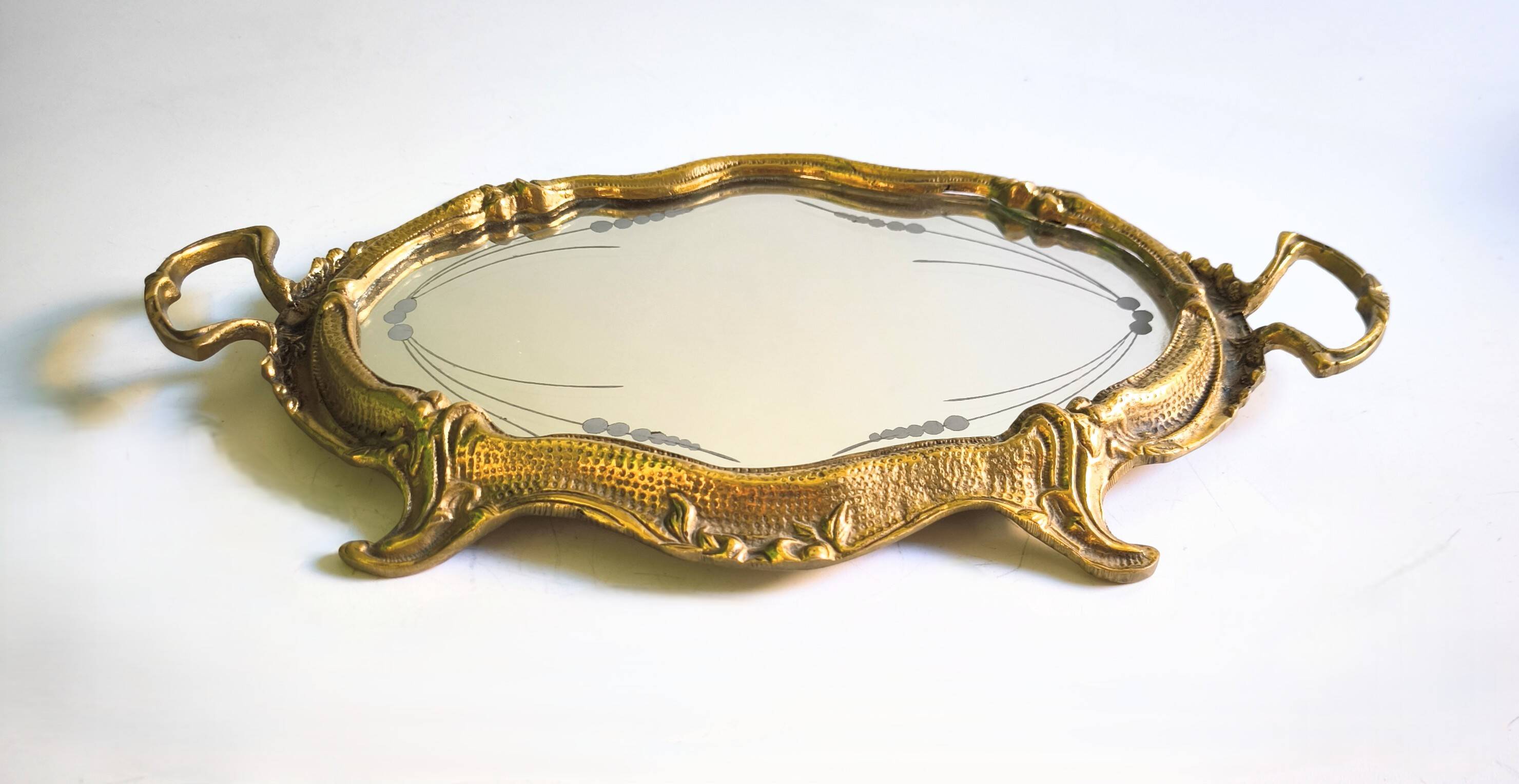 French bronze tray in Louis XV style with design