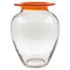 Grand vase en verre des années 1980, transparent avec accent orange, pièce décorative, objet de collection.