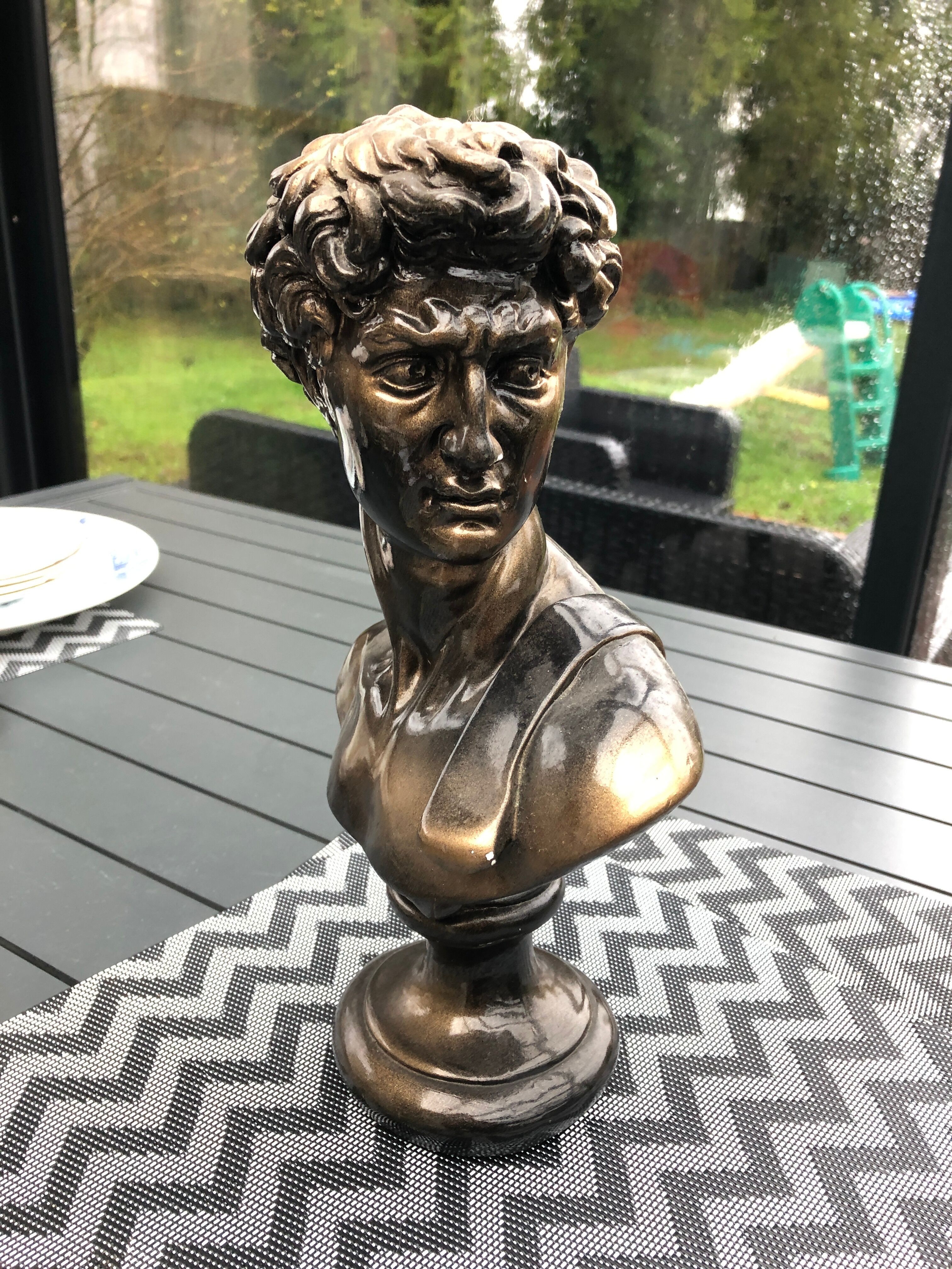 Plaster bust imitation bronze of David